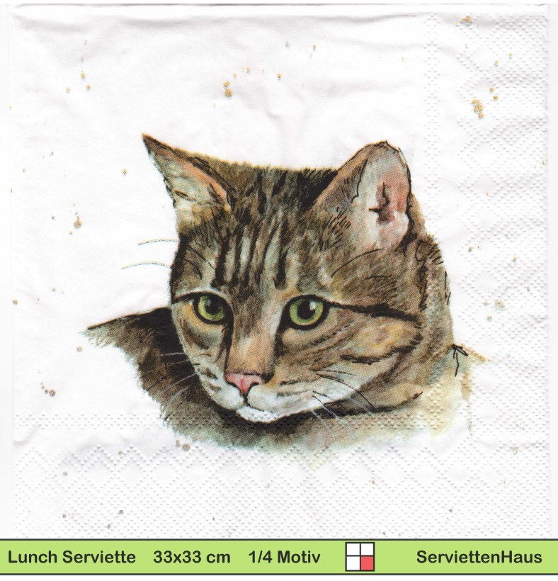 Farmfreunde Braune Katze - 1 Lunch Serviette - Zwei verschiedene Motive